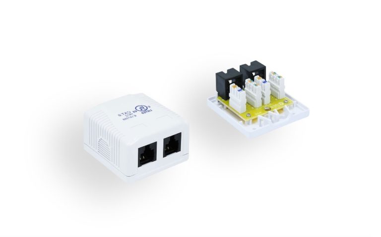 White 2-Port Cat. 6 Surface Mount Box