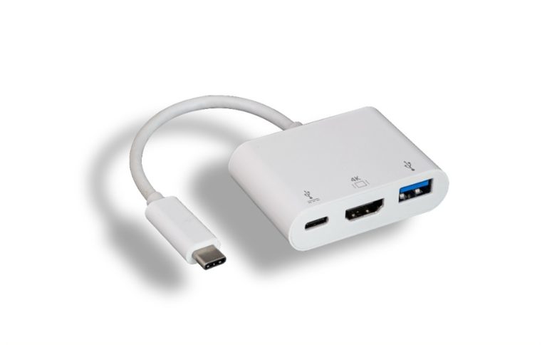 White USB 3.1 Type C To USB 3.0 / HDMI / Type C Charging Adapter