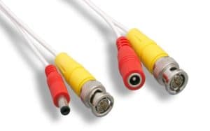 White BNC Video & Power Cable 28AWG