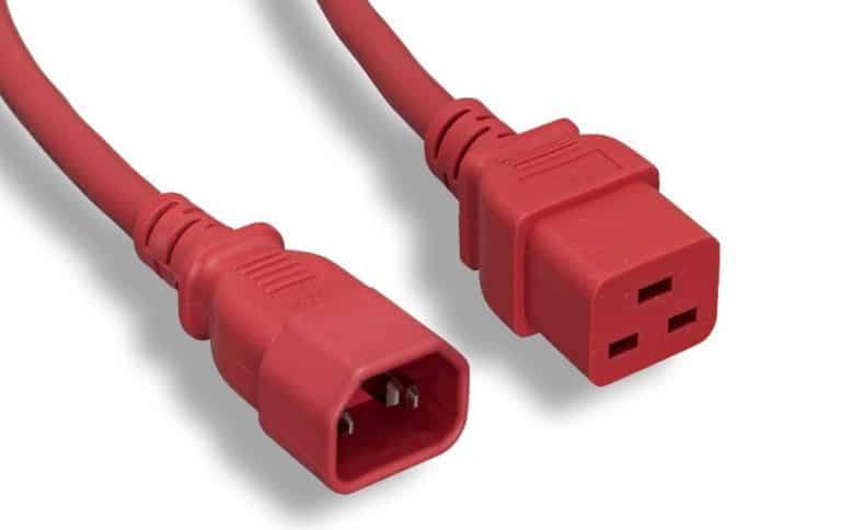 14 AWG Red Color C14 / C19 Power Cord