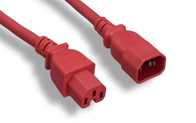 14 AWG Red Color C15 / C14 Power Cord