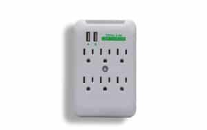 6 Outlet Wall Tap Power Surge Protector With 2 USB Ports